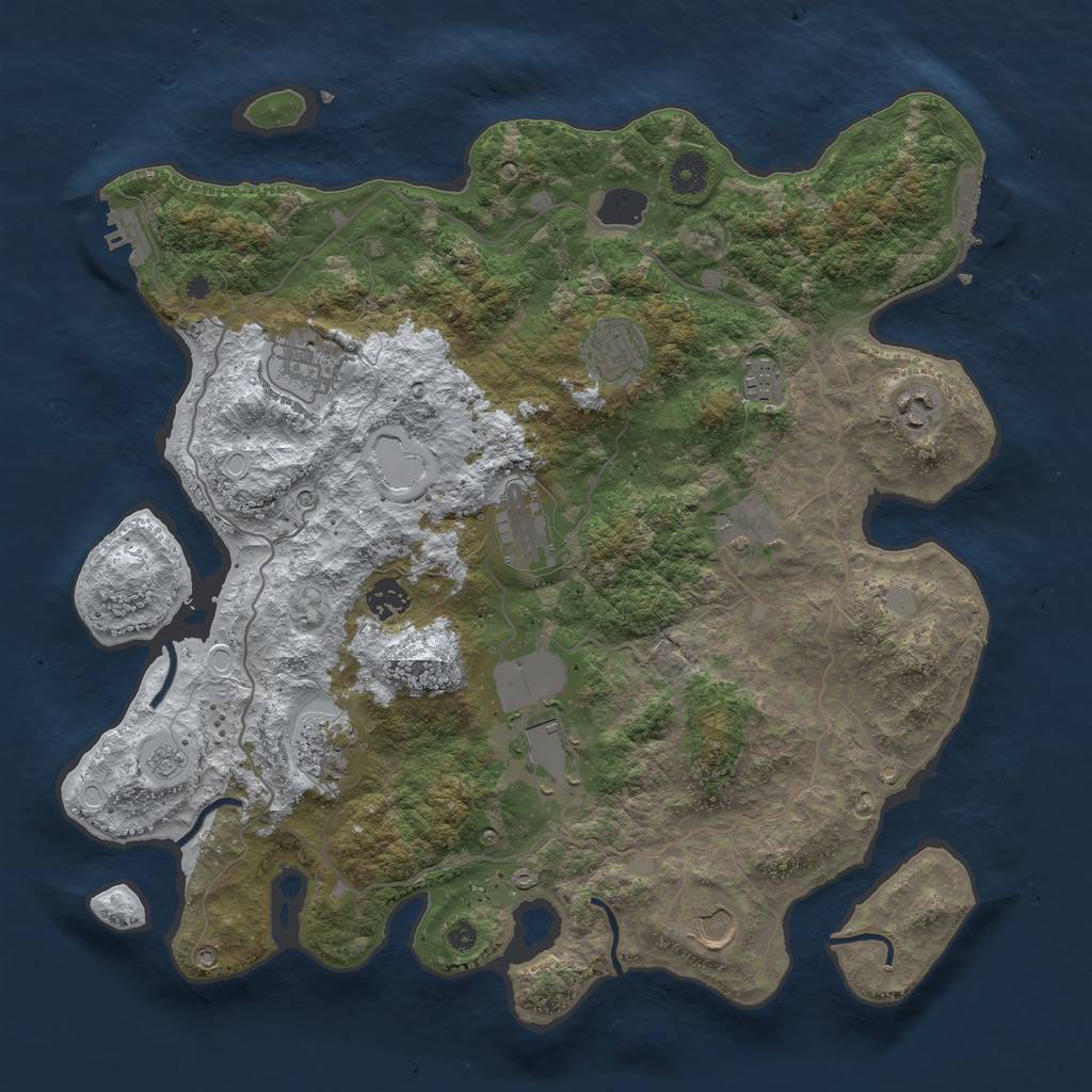Rust Map: Procedural Map, Size: 4000, Seed: 125689, 19 Monuments
