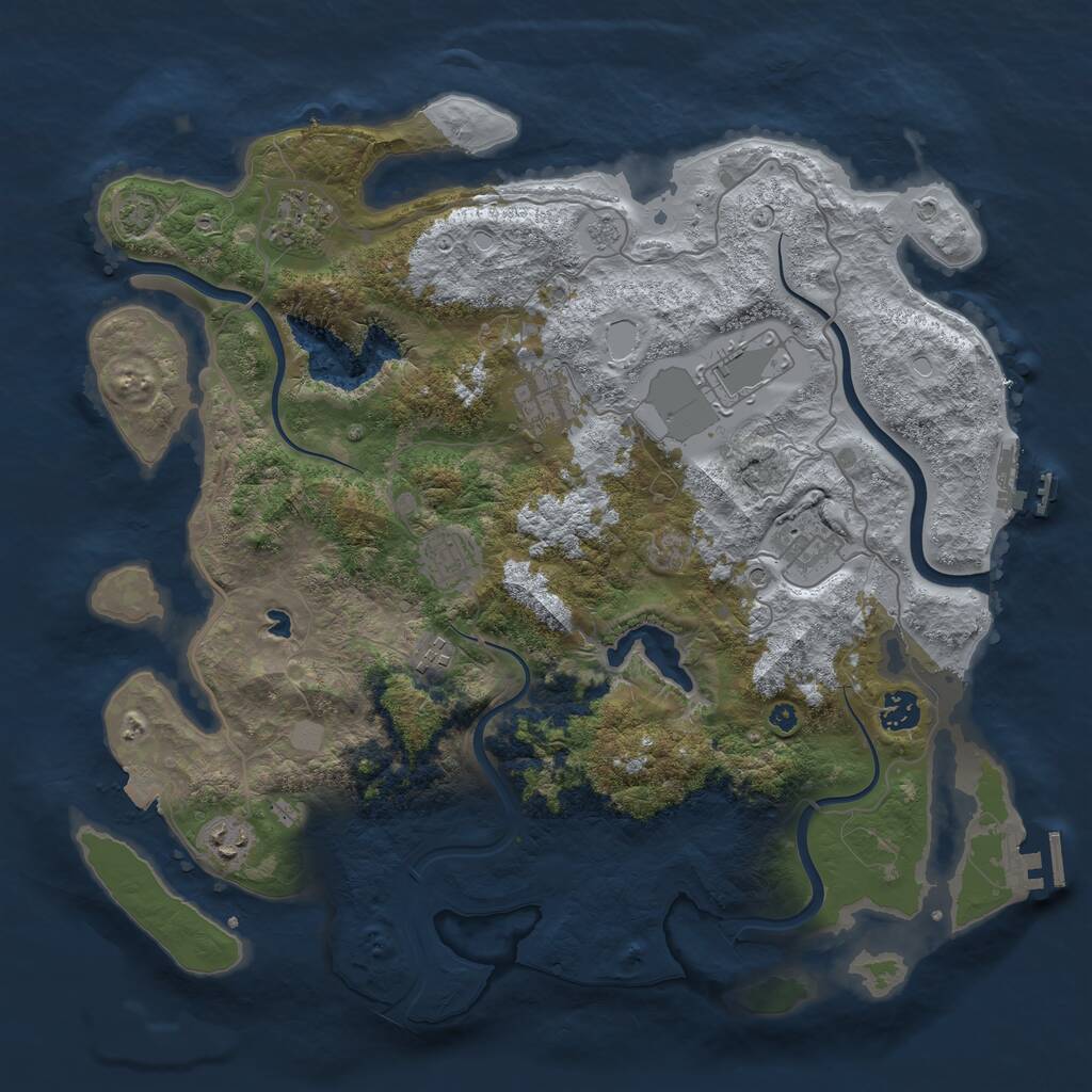 Rust Map: Procedural Map, Size: 4000, Seed: 291436600, 14 Monuments