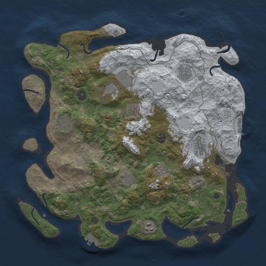 Rust Map: Procedural Map, Size: 4000, Seed: 291436600, 18 Monuments