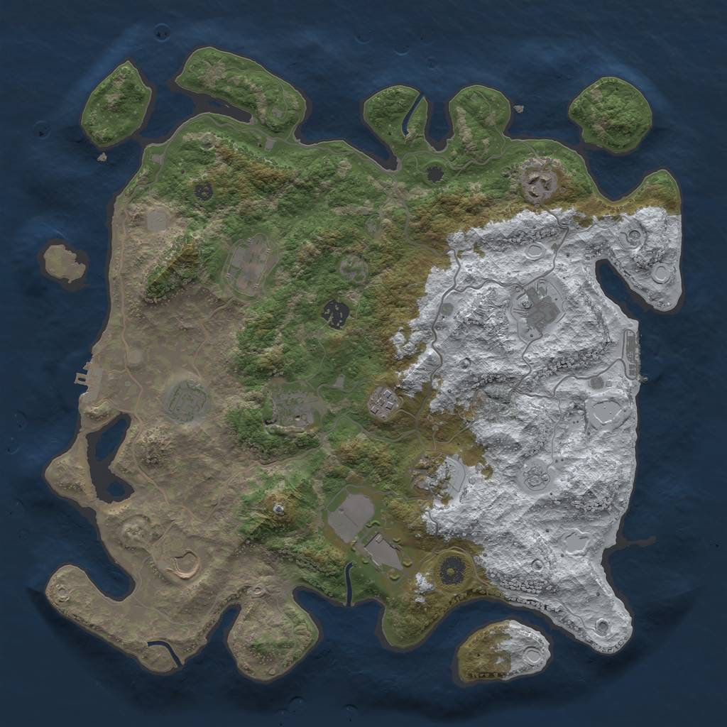 Rust Map: Procedural Map, Size: 4000, Seed: 4891531, 19 Monuments