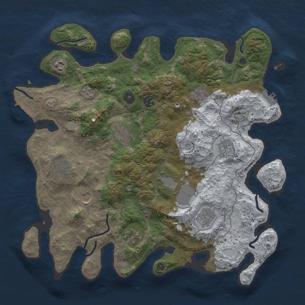 Rust Map: Procedural Map, Size: 4000, Seed: 798698, 20 Monuments