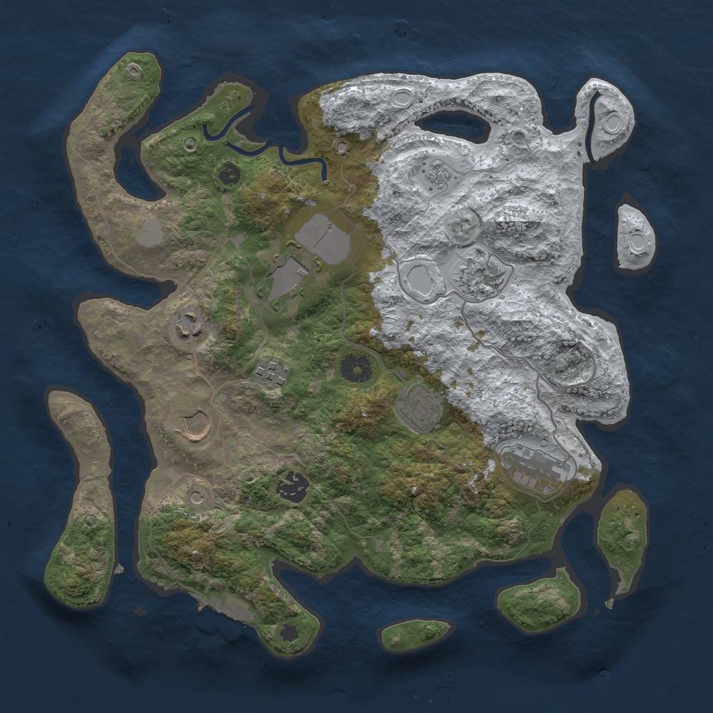 Rust Map: Procedural Map, Size: 3500, Seed: 73482790, 16 Monuments