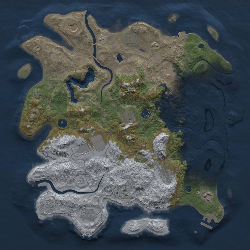 Rust Map: Procedural Map, Size: 4000, Seed: 904867, 16 Monuments