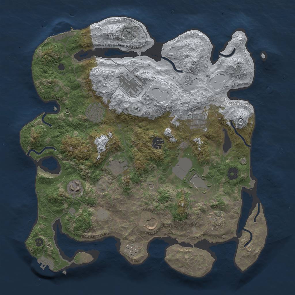 Rust Map: Procedural Map, Size: 3700, Seed: 12712431, 19 Monuments