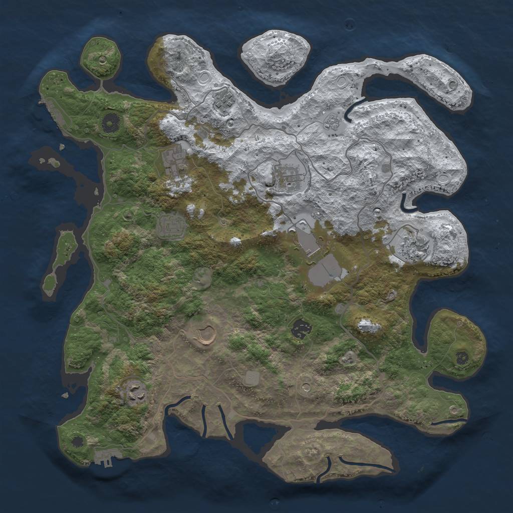 Rust Map: Procedural Map, Size: 4000, Seed: 711470, 18 Monuments