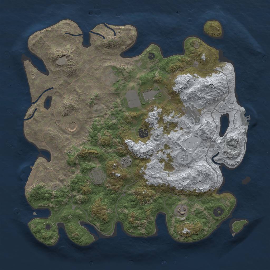 Rust Map: Procedural Map, Size: 4000, Seed: 9587, 17 Monuments