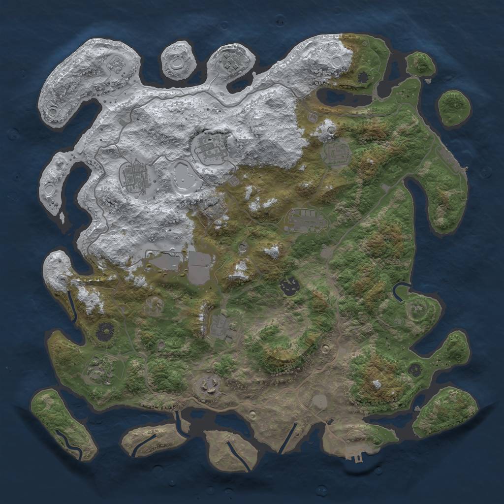 Rust Map: Procedural Map, Size: 4003, Seed: 240037973, 19 Monuments