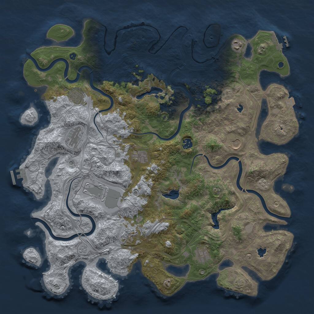 Rust Map: Procedural Map, Size: 4500, Seed: 1710890864, 16 Monuments