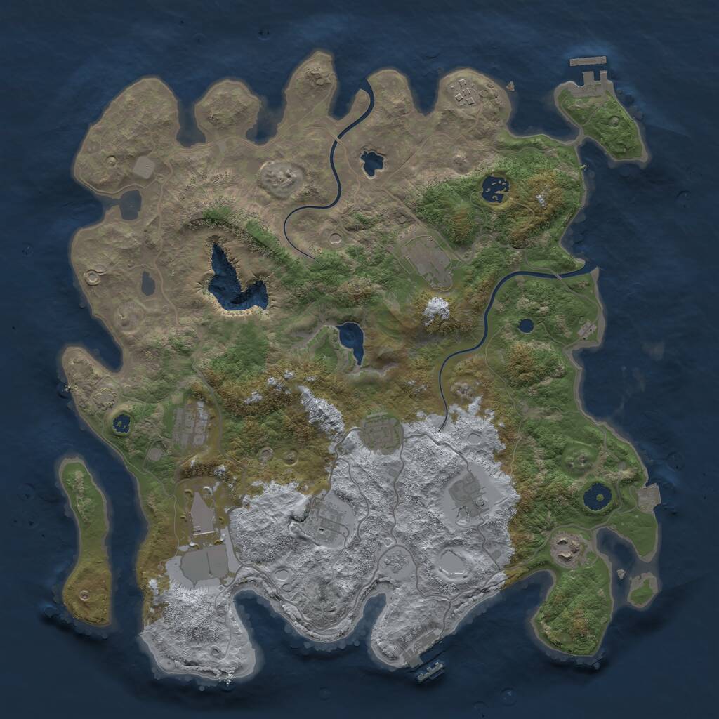 Rust Map: Procedural Map, Size: 4000, Seed: 114514, 15 Monuments