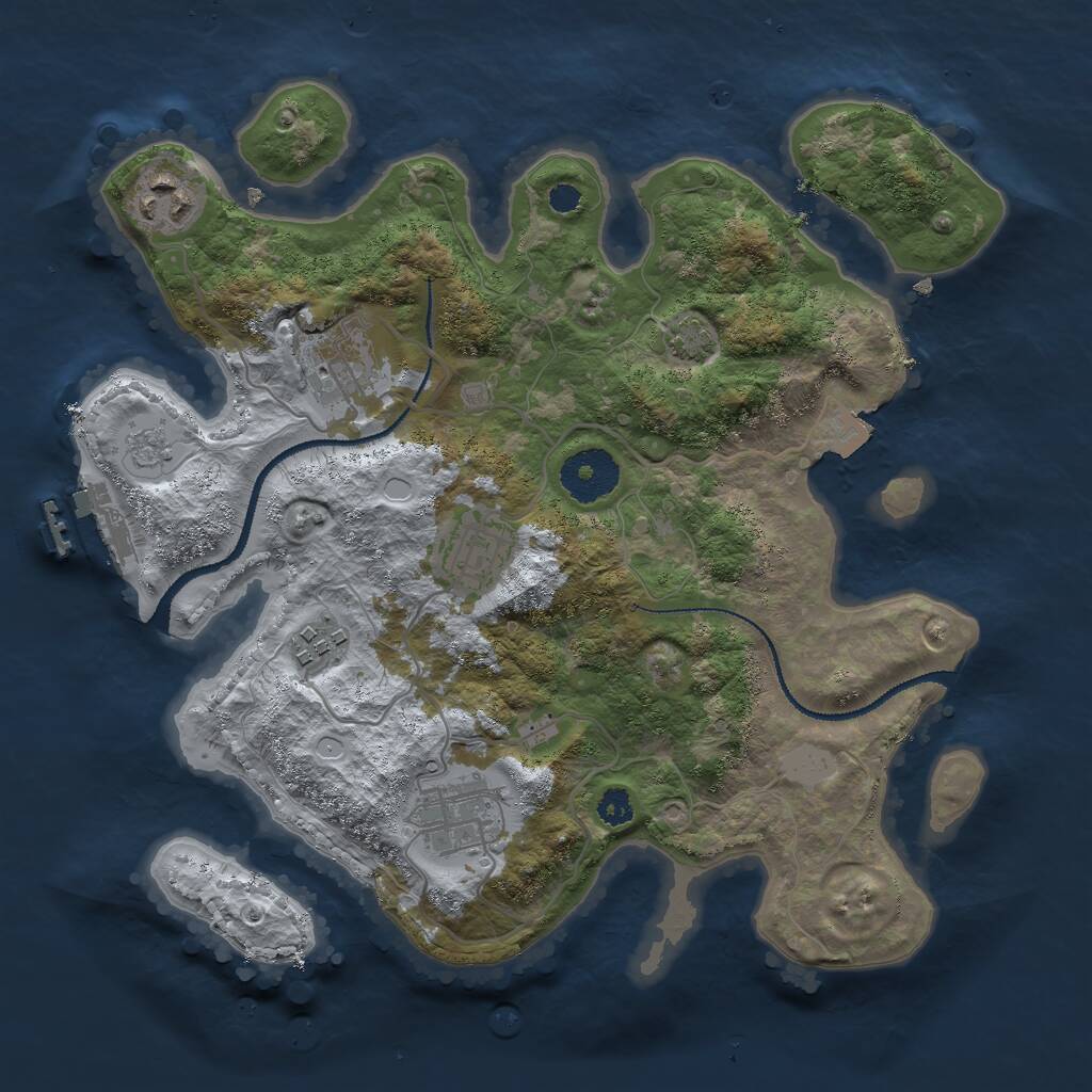 Rust Map: Procedural Map, Size: 3000, Seed: 1023462180, 9 Monuments