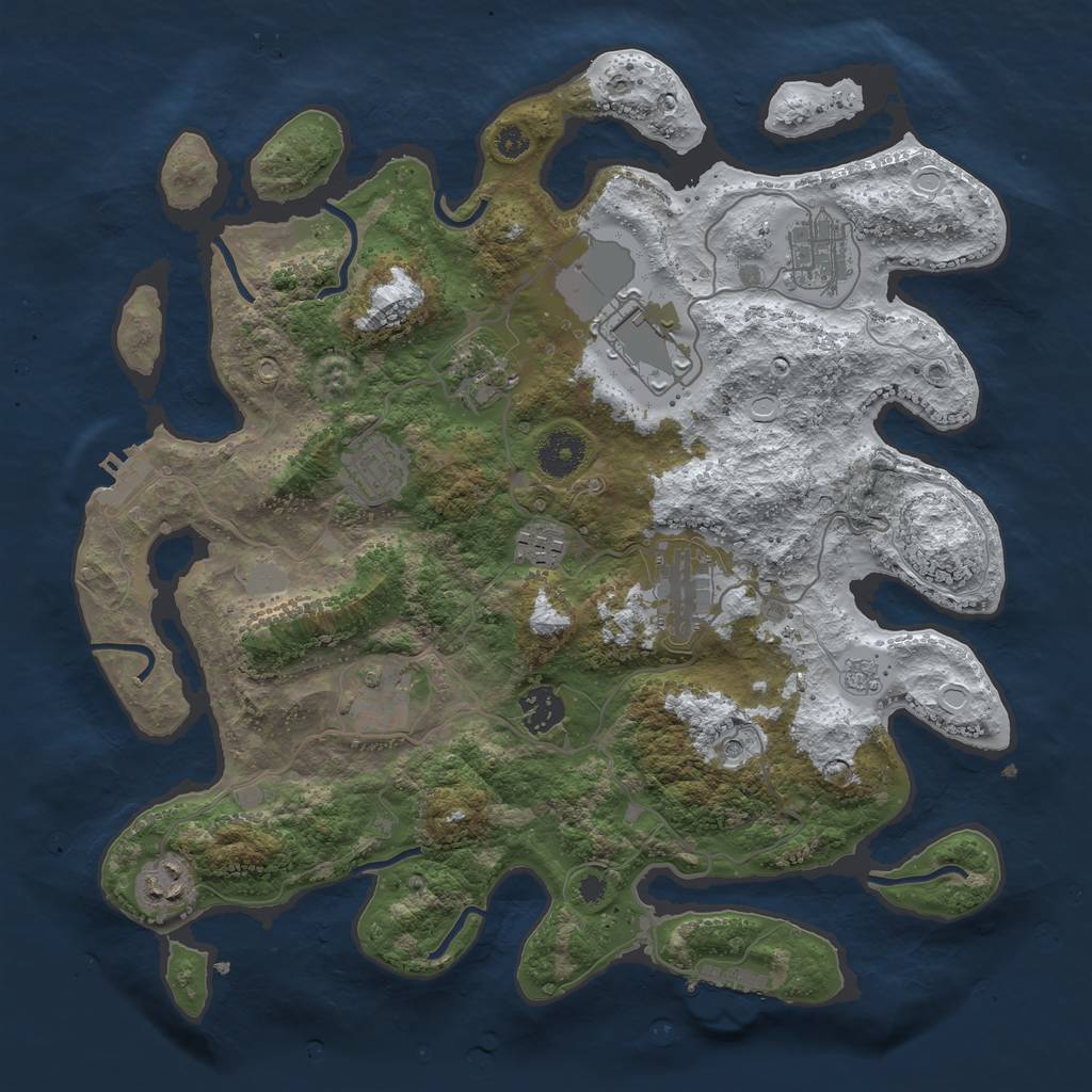 Rust Map: Procedural Map, Size: 3600, Seed: 16111234, 18 Monuments