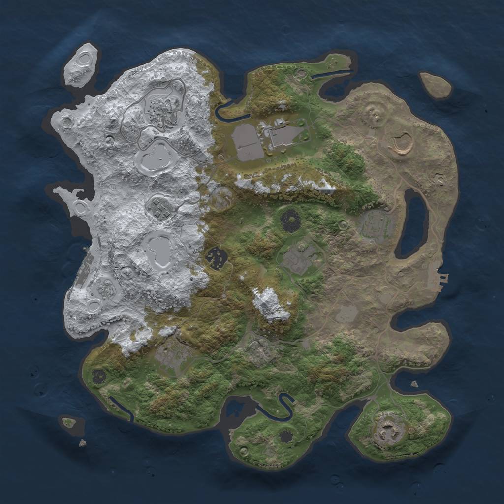 Rust Map: Procedural Map, Size: 3500, Seed: 2983494, 17 Monuments