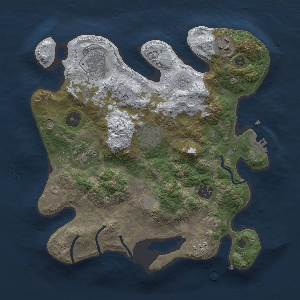 Rust Map: Procedural Map, Size: 3000, Seed: 241944027, 14 Monuments