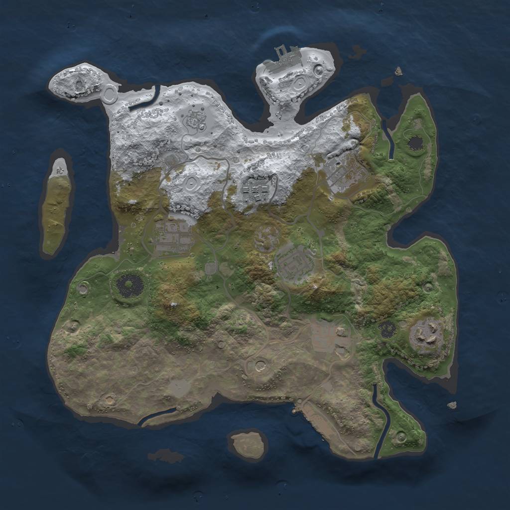 Rust Map: Procedural Map, Size: 3000, Seed: 1739249798, 15 Monuments