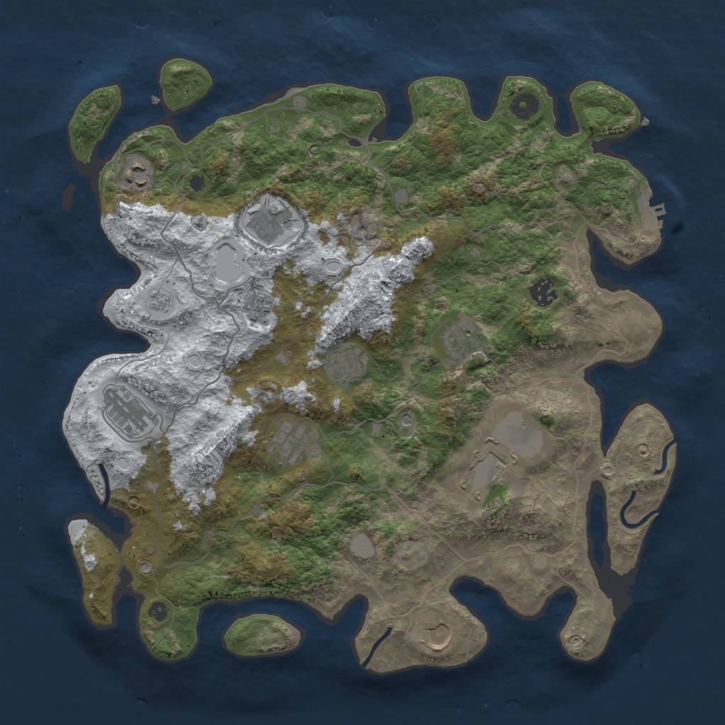 Rust Map: Procedural Map, Size: 4000, Seed: 43005, 18 Monuments