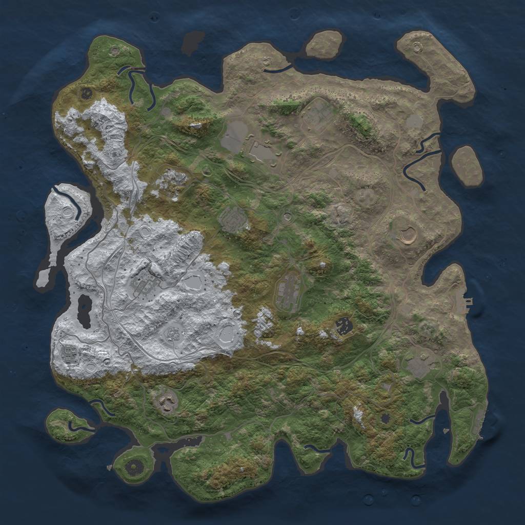 Rust Map: Procedural Map, Size: 4500, Seed: 986554830, 20 Monuments