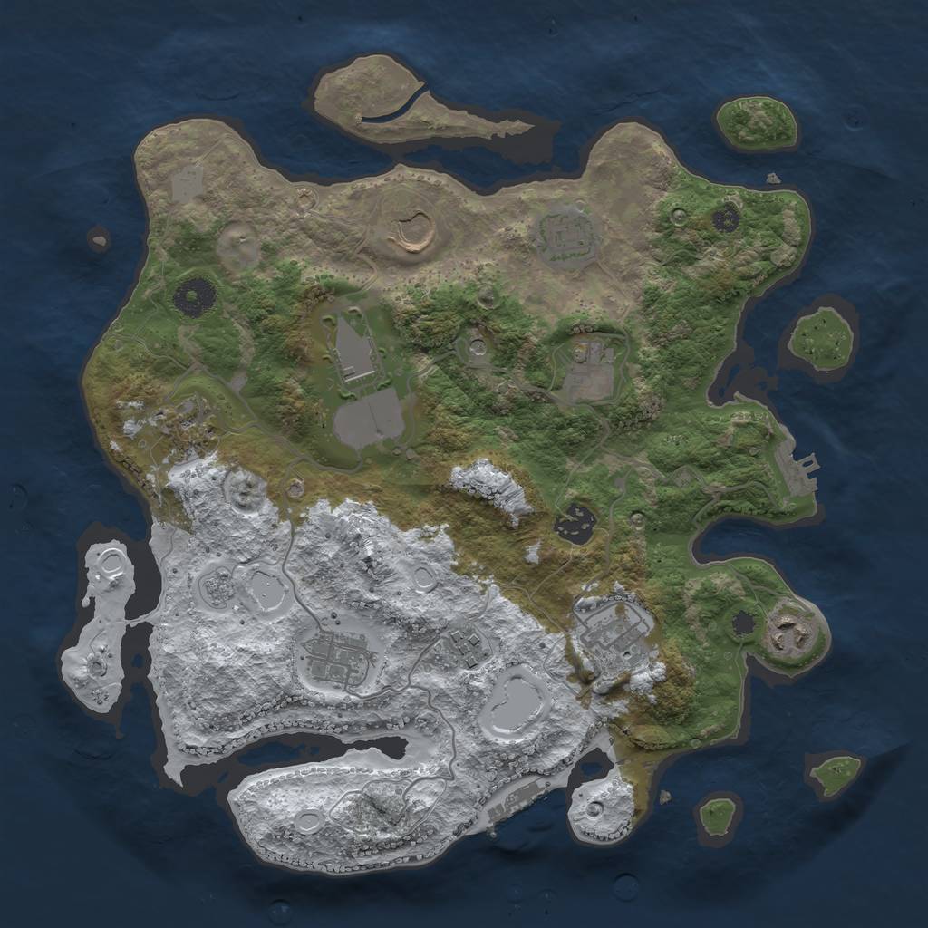 Rust Map: Procedural Map, Size: 3500, Seed: 666963034, 19 Monuments