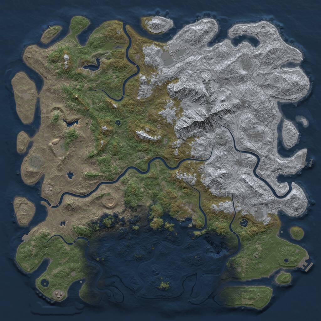 Rust Map: Procedural Map, Size: 6000, Seed: 671011, 17 Monuments