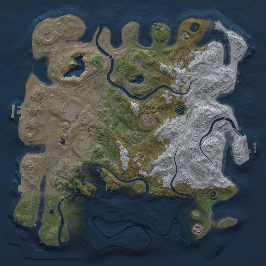 Rust Map: Procedural Map, Size: 4250, Seed: 614922428, 16 Monuments