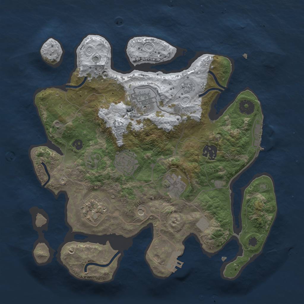 Rust Map: Procedural Map, Size: 3000, Seed: 37677, 14 Monuments