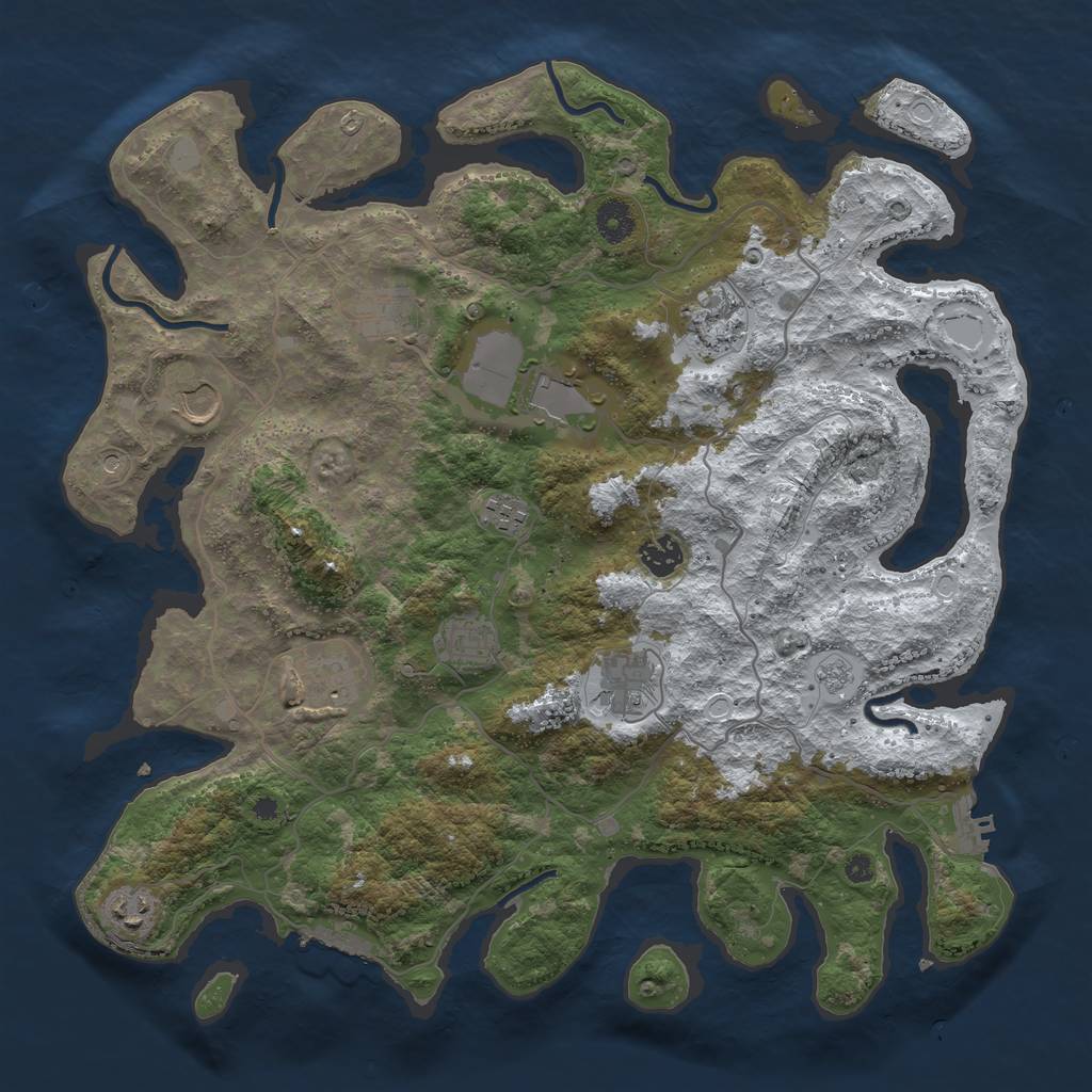 Rust Map: Procedural Map, Size: 4000, Seed: 185940, 19 Monuments