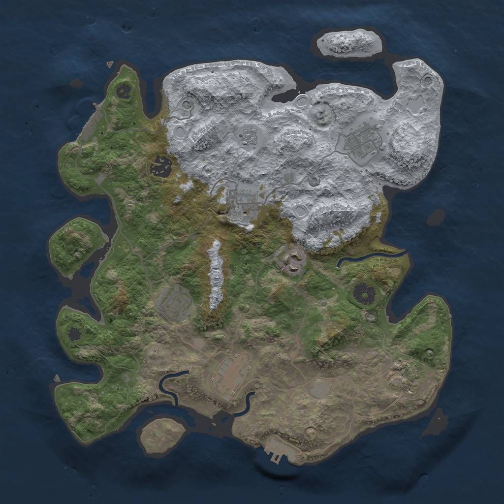 Rust Map: Procedural Map, Size: 3436, Seed: 13825, 16 Monuments