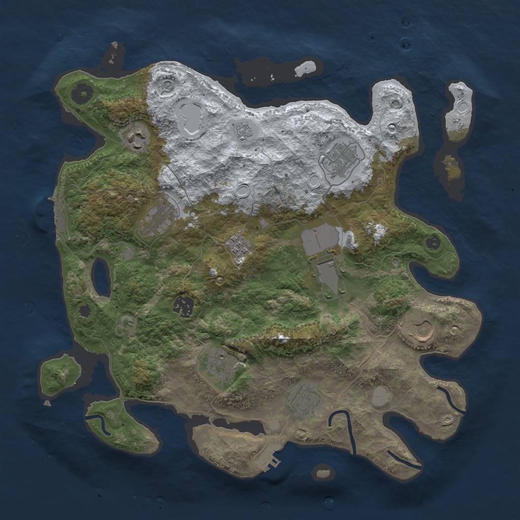 Rust Map: Procedural Map, Size: 3700, Seed: 981048905, 18 Monuments