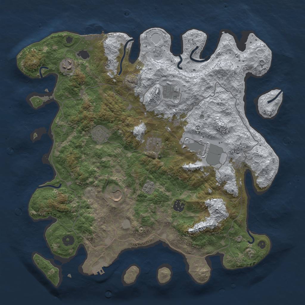 Rust Map: Procedural Map, Size: 4000, Seed: 147588, 17 Monuments