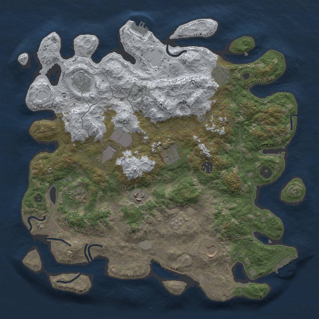 Rust Map: Procedural Map, Size: 4000, Seed: 121253, 18 Monuments