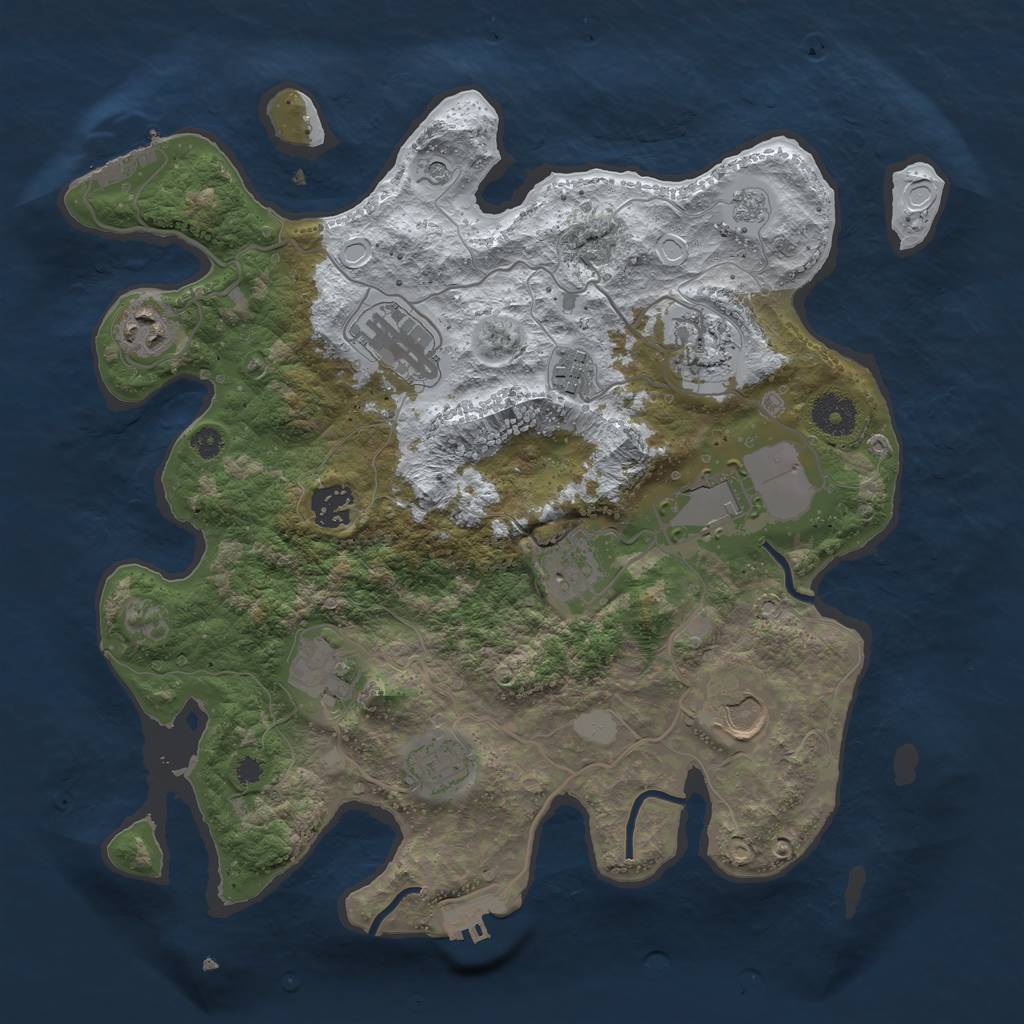 Rust Map: Procedural Map, Size: 3500, Seed: 1688200420, 19 Monuments