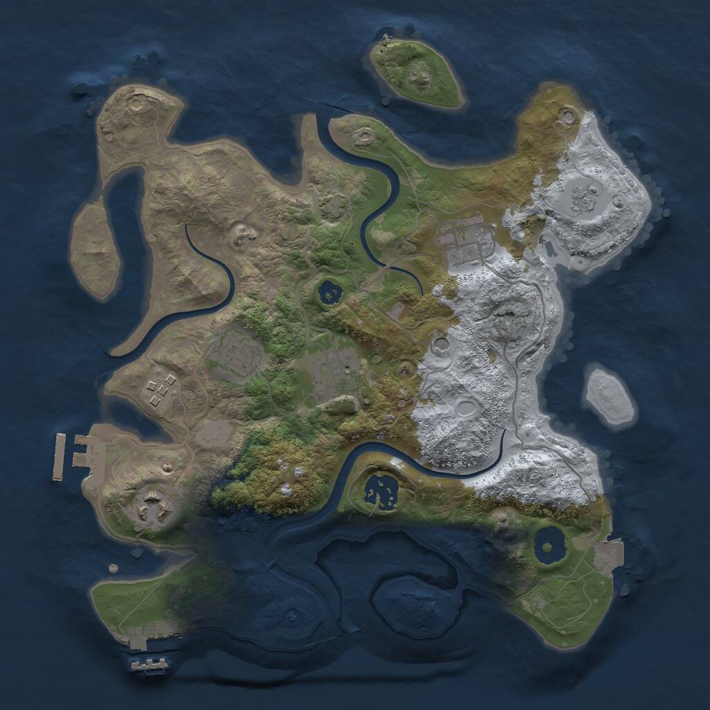 Rust Map: Procedural Map, Size: 3000, Seed: 1497428002, 12 Monuments