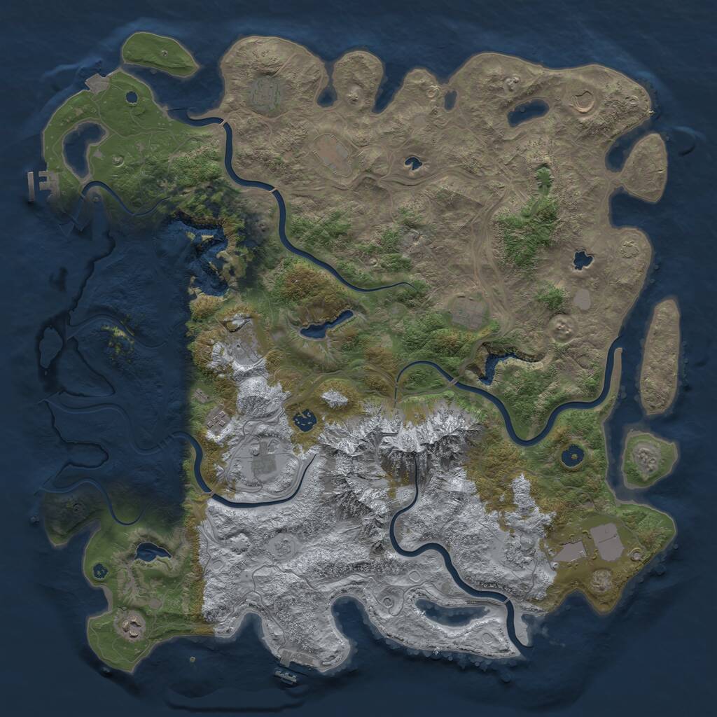 Rust Map: Procedural Map, Size: 5000, Seed: 65829857, 17 Monuments