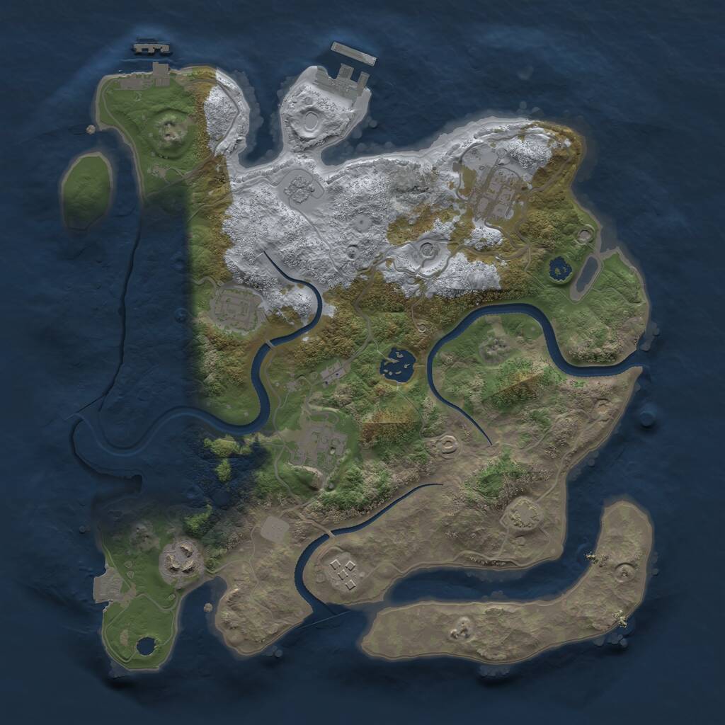 Rust Map: Procedural Map, Size: 3200, Seed: 35152751, 12 Monuments