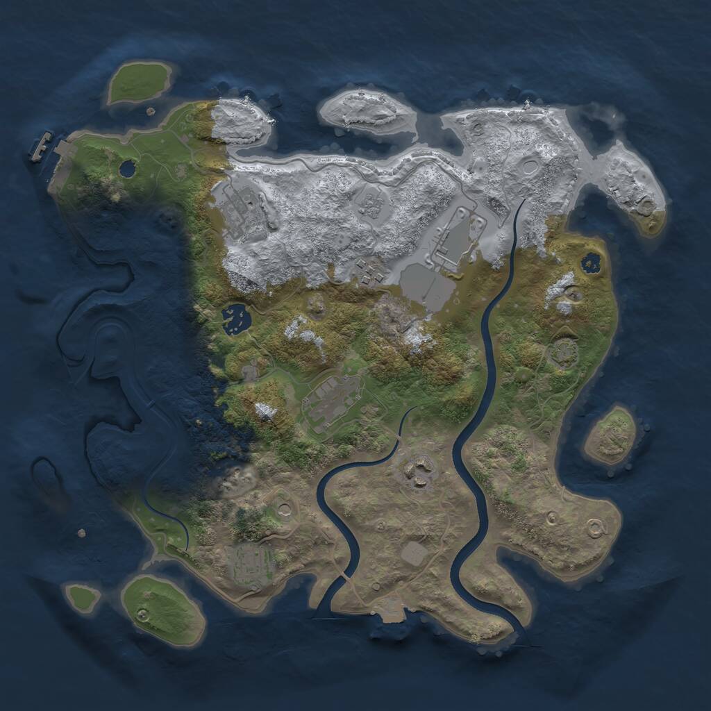 Rust Map: Procedural Map, Size: 3500, Seed: 1453324460, 12 Monuments
