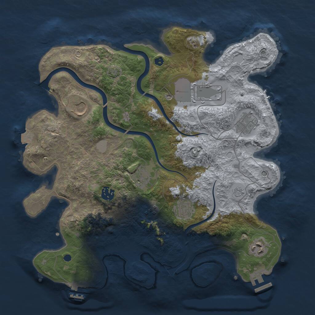 Rust Map: Procedural Map, Size: 3500, Seed: 1113965220, 14 Monuments