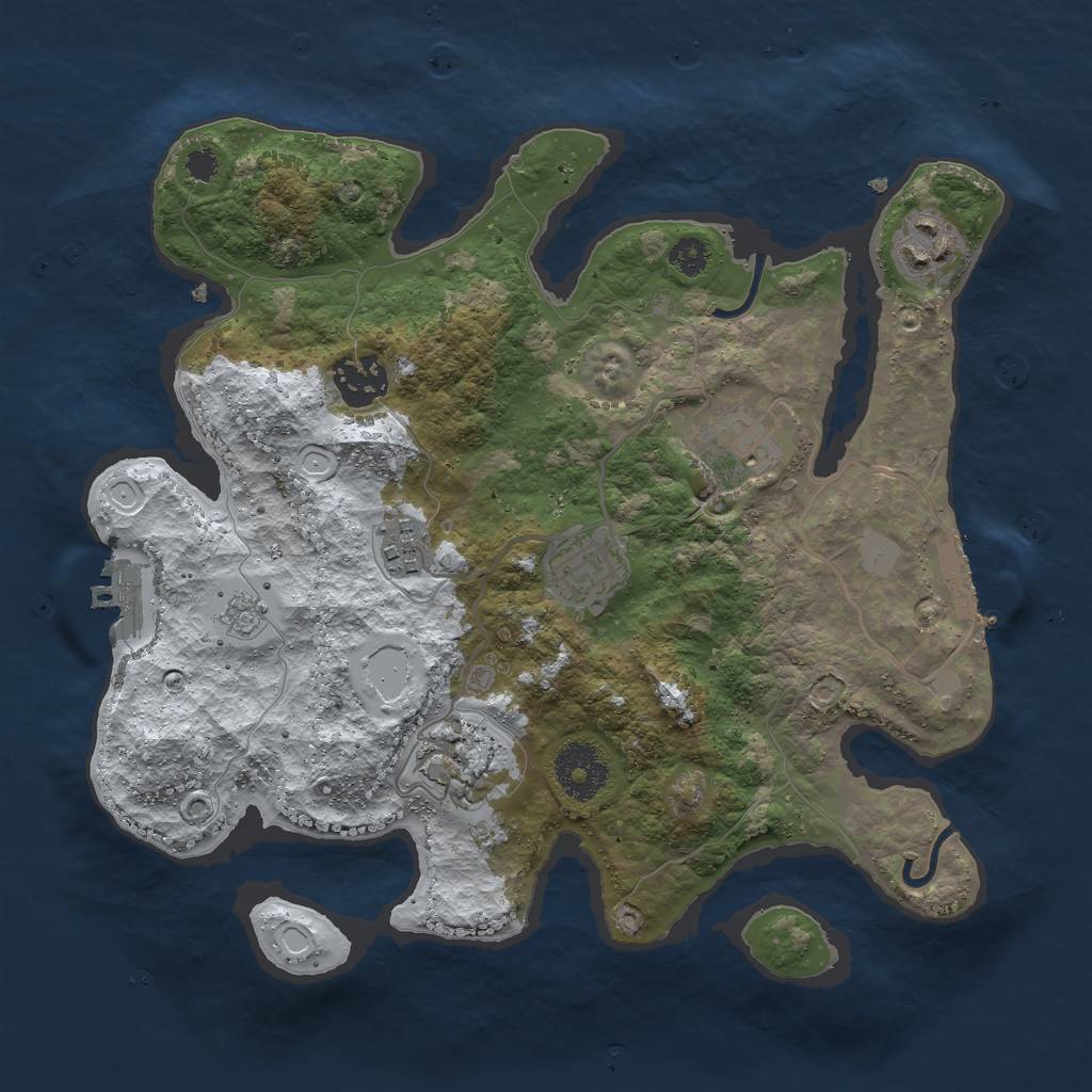 Rust Map: Procedural Map, Size: 3000, Seed: 1375176069, 14 Monuments