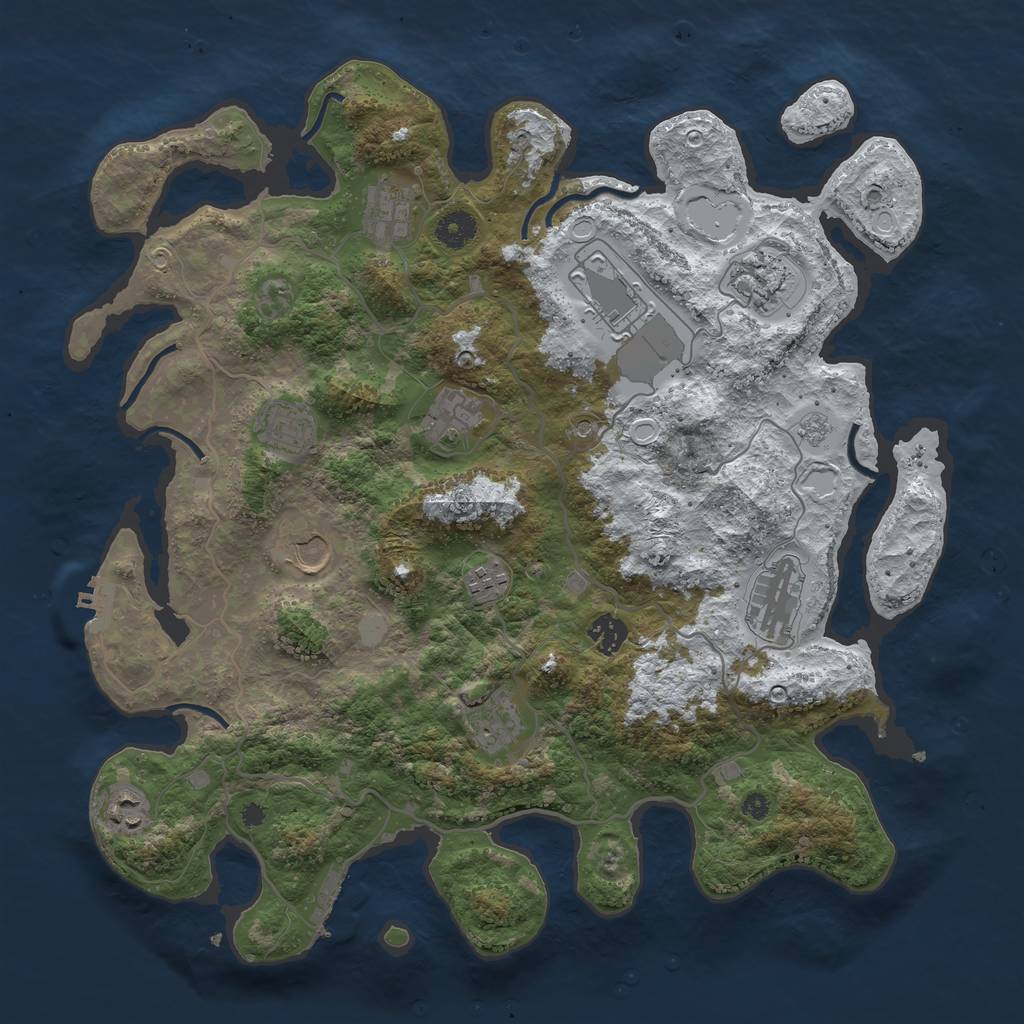 Rust Map: Procedural Map, Size: 4000, Seed: 1276575525, 20 Monuments
