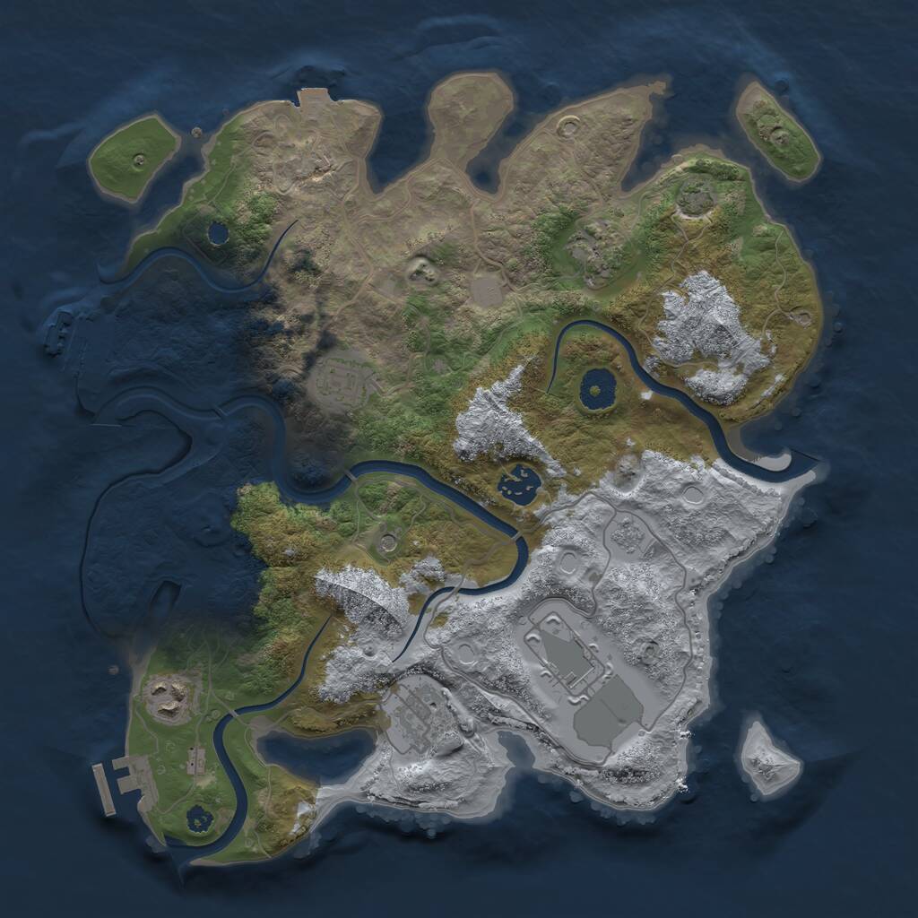 Rust Map: Procedural Map, Size: 3500, Seed: 1002249148, 12 Monuments