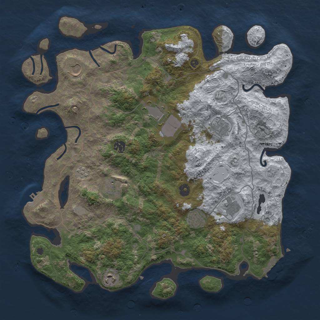 Rust Map: Procedural Map, Size: 4000, Seed: 6941585, 18 Monuments