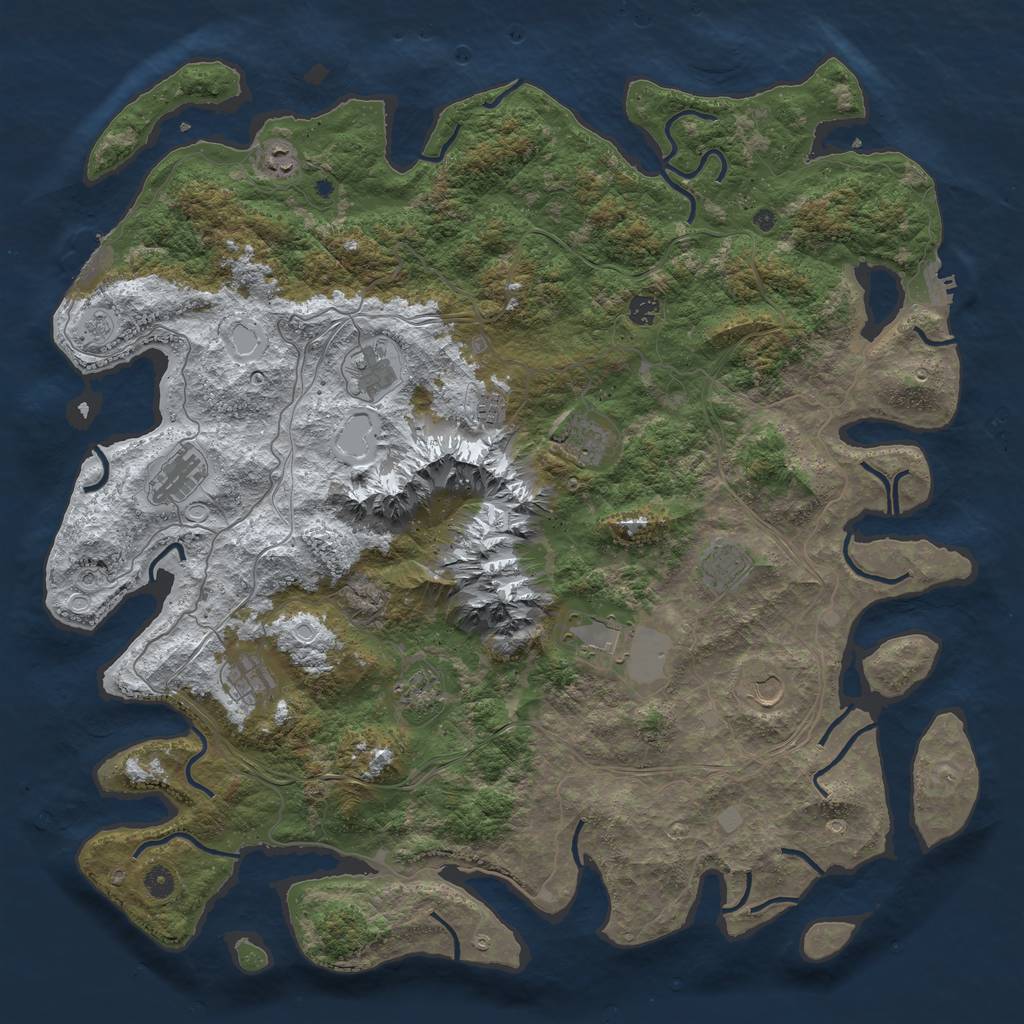 Rust Map: Procedural Map, Size: 5000, Seed: 835124790, 20 Monuments