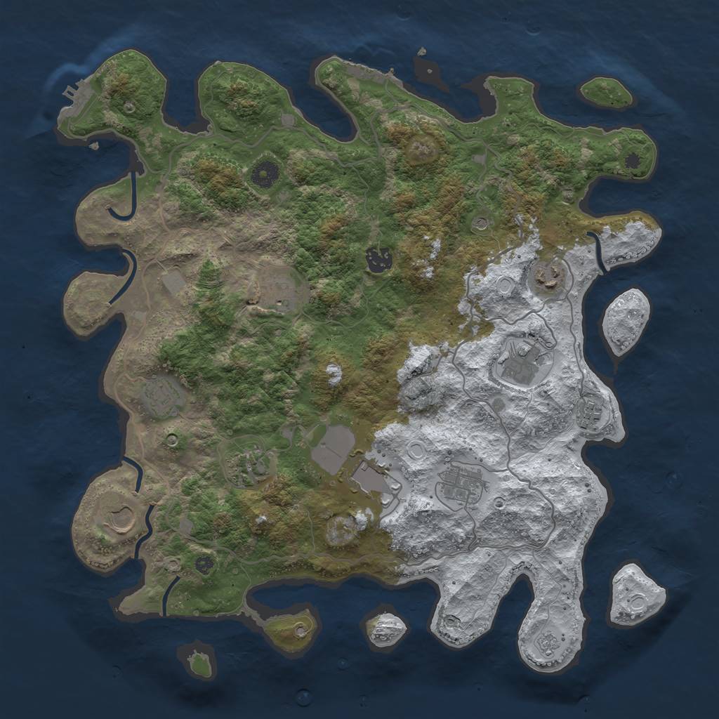 Rust Map: Procedural Map, Size: 4000, Seed: 111084, 19 Monuments