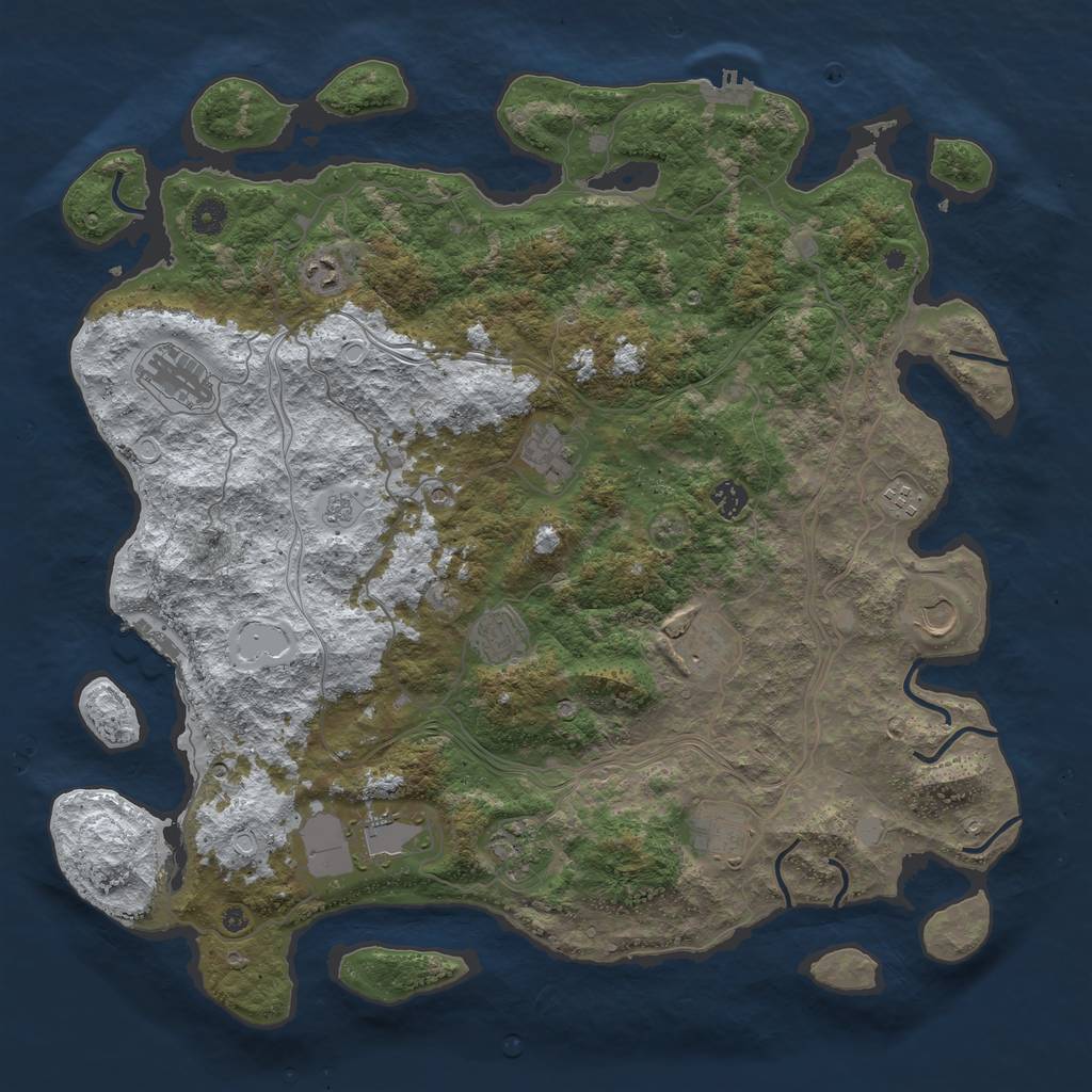 Rust Map: Procedural Map, Size: 4500, Seed: 25000, 20 Monuments