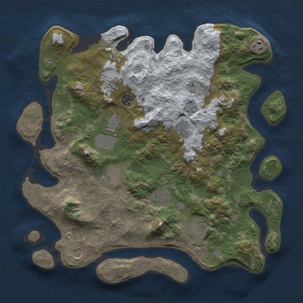 Rust Map: Barren, Size: 4000, Seed: 2001944416, 13 Monuments