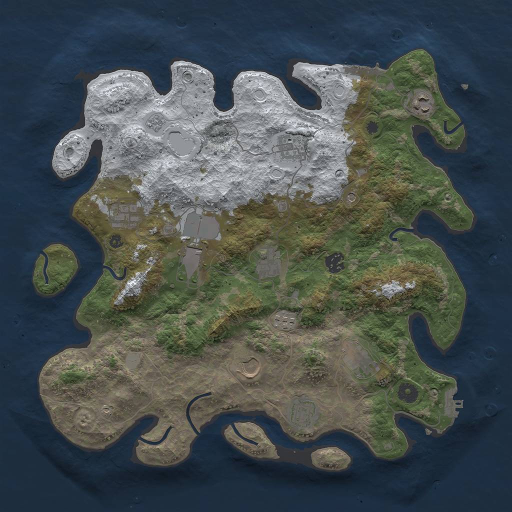 Rust Map: Procedural Map, Size: 3850, Seed: 664311284, 19 Monuments