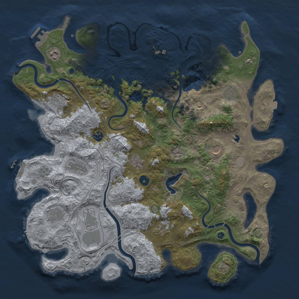 Rust Map: Procedural Map, Size: 4500, Seed: 1722796557, 17 Monuments