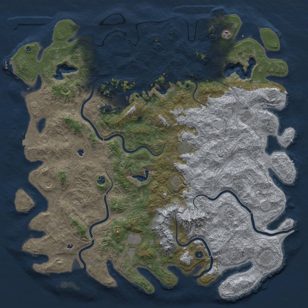 Rust Map: Procedural Map, Size: 6000, Seed: 24761828, 17 Monuments