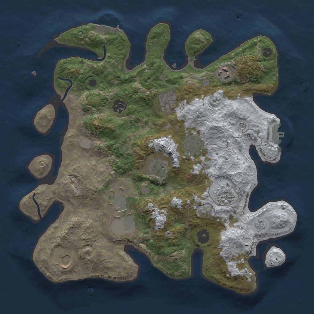 Rust Map: Procedural Map, Size: 3500, Seed: 7281647, 17 Monuments