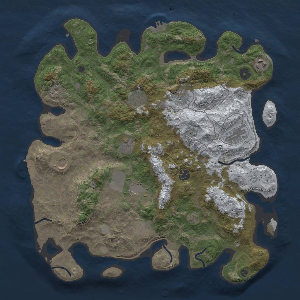 Rust Map: Procedural Map, Size: 4000, Seed: 307663369, 19 Monuments