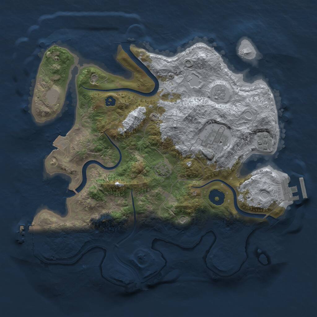 Rust Map: Procedural Map, Size: 3000, Seed: 22647, 8 Monuments