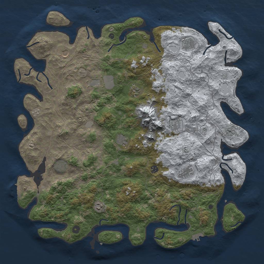 Rust Map: Procedural Map, Size: 5000, Seed: 69696, 20 Monuments